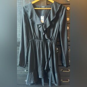 Express | Black Silky Long Sleeve Ruffle Dress S NWT COPY